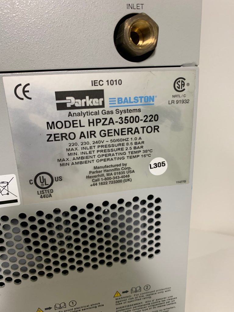 Parker Zero Air generator HPZA3500220 Lab2